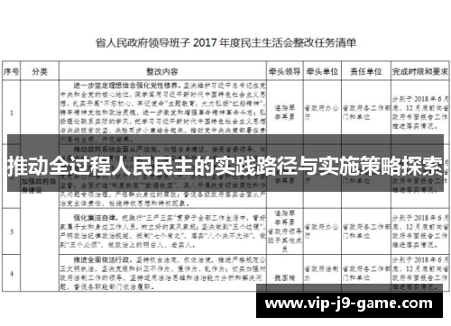 推动全过程人民民主的实践路径与实施策略探索